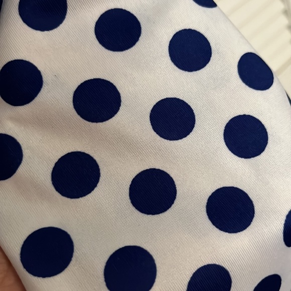 Vintage 70s white/navy polka dot dress Size 12 - Picture 2 of 3